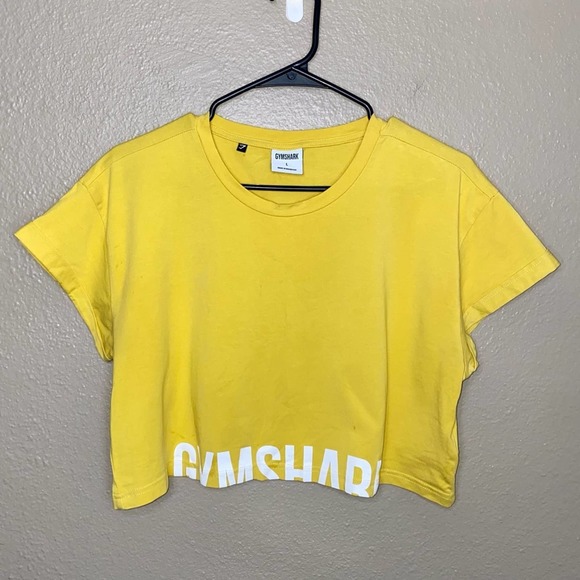 Gymshark Fraction Crop Top Tee Size Large Yellow - Picture 1 of 9